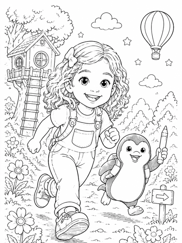 Página de colorir personalizada do tema Floresta, gerada a partir da foto de referência